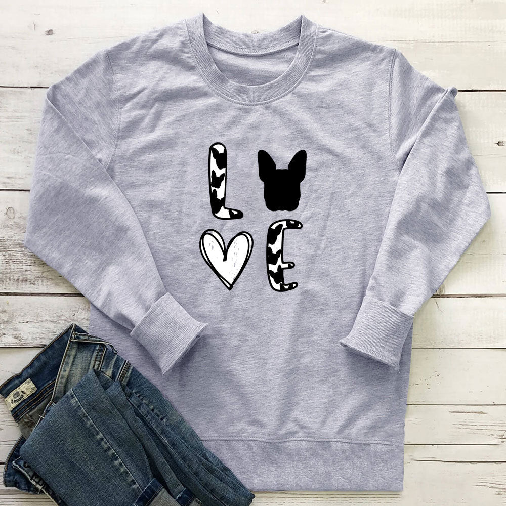 Cow print round neck long sleeved sweatshirt